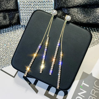 Pearl diamond drop Gold and silver Earrings Faux Pearl Crystal Statement Earrings Party Jewelry