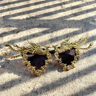 Fashion Luxury Phoenix Sunglasses women New Unique Colorful Gold Punk Sun Glasses Female Eyeglasses