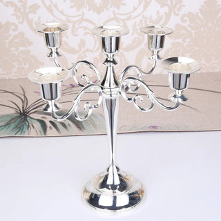 Silver Gold Black Bronze Metal Gothic Candle Holder vintage Decor 5 Arms Candle Holder Dinner Hotel Home Decor Romantic Retro Candlestick