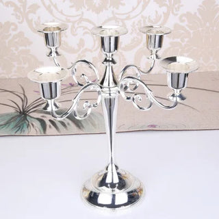 Silver Gold Black Bronze Metal Gothic Candle Holder vintage Decor 5 Arms Candle Holder Dinner Hotel Home Decor Romantic Retro Candlestick