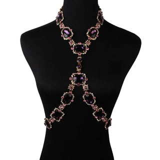 Fashion Big Glass Waist Chain Body Chains Necklace Jewelry Women Indian Statement Long Crystal Rhinestones Necklace