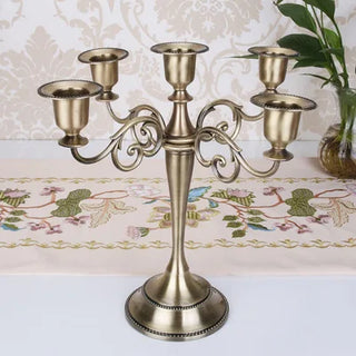Silver Gold Black Bronze Metal Gothic Candle Holder vintage Decor 5 Arms Candle Holder Dinner Hotel Home Decor Romantic Retro Candlestick