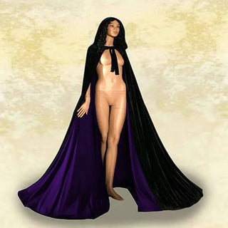 Adult Hooded Cloak Long Velvet Cape Robe Green Black Red Halloween Carnival Purim Coats Medieval Witch Wicca Vampire