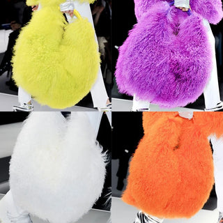 Real Mongolia Fur Handbags Women's Lamb Fur Plush Shoulder Bags Soft Fur Hobo Handbag Women Large Capacity  Purse
