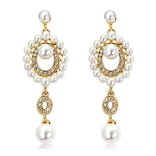 Pearl diamond drop Gold and silver Earrings Faux Pearl Crystal Statement Earrings Party Jewelry