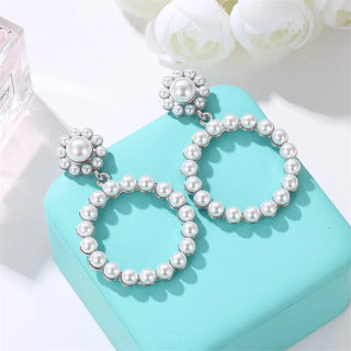 Pearl diamond drop Gold and silver Earrings Faux Pearl Crystal Statement Earrings Party Jewelry