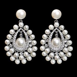 Pearl diamond drop Gold and silver Earrings Faux Pearl Crystal Statement Earrings Party Jewelry