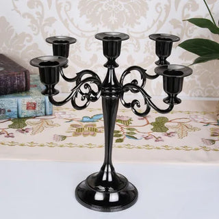 Silver Gold Black Bronze Metal Gothic Candle Holder vintage Decor 5 Arms Candle Holder Dinner Hotel Home Decor Romantic Retro Candlestick