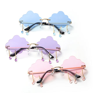 Cloud inside out Disco Sun Glasses Tassel Rimless sadness Eyewear