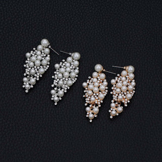 Pearl diamond drop Gold and silver Earrings Faux Pearl Crystal Statement Earrings Party Jewelry