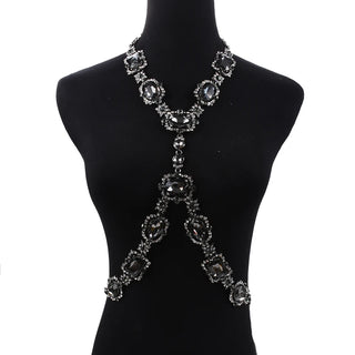 Fashion Big Glass Waist Chain Body Chains Necklace Jewelry Women Indian Statement Long Crystal Rhinestones Necklace