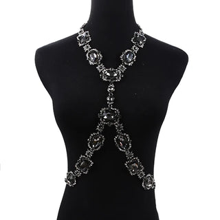 Fashion Big Glass Waist Chain Body Chains Necklace Jewelry Women Indian Statement Long Crystal Rhinestones Necklace