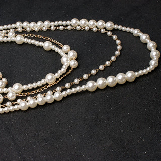 MOON Pearl Multi-layer Pearls Chain Long vintage Necklace Trendy Statement Choker Necklace Fashion Jewelry
