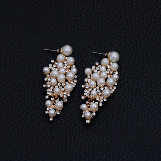 Pearl diamond drop Gold and silver Earrings Faux Pearl Crystal Statement Earrings Party Jewelry