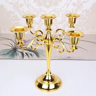 Silver Gold Black Bronze Metal Gothic Candle Holder vintage Decor 5 Arms Candle Holder Dinner Hotel Home Decor Romantic Retro Candlestick