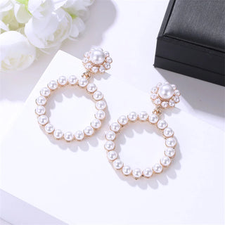 Pearl diamond drop Gold and silver Earrings Faux Pearl Crystal Statement Earrings Party Jewelry