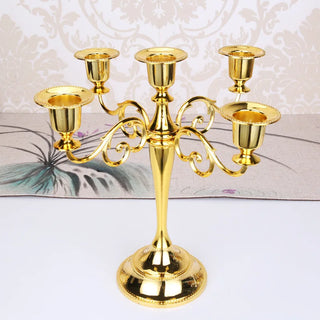 Silver Gold Black Bronze Metal Gothic Candle Holder vintage Decor 5 Arms Candle Holder Dinner Hotel Home Decor Romantic Retro Candlestick
