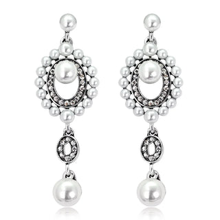 Pearl diamond drop Gold and silver Earrings Faux Pearl Crystal Statement Earrings Party Jewelry