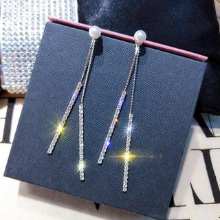 Pearl diamond drop Gold and silver Earrings Faux Pearl Crystal Statement Earrings Party Jewelry