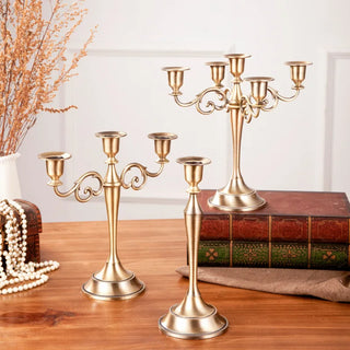 Silver Gold Black Bronze Metal Gothic Candle Holder vintage Decor 5 Arms Candle Holder Dinner Hotel Home Decor Romantic Retro Candlestick