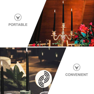 14Pcs Tall Tall Taper Candles Taper Candles Black Wax Candle Decorations Realistic Flame Pillar Candles Home Decor