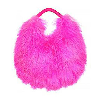 Real Mongolia Fur Handbags Women's Lamb Fur Plush Shoulder Bags Soft Fur Hobo Handbag Women Large Capacity  Purse