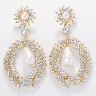 Drop Exaggerate Pearl Dangle Earrings Large Jewelry Statement Heavy Crystal Earrings Prom Catwalk Party