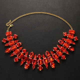 Faux Ruby Regal Red Geometric Necklace hollywood halloween Full Elegant Wedding Collar Torques 2024 Fashion Jewelry for Neck Gifts