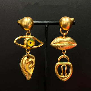 Third Eye Freshwater Pearl Tassel fashion cocktail Ring earrings face jewelry Halloween witch eye