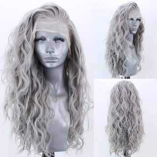 Synthetic Lace Front Wigs for Women White Blonde Lace Wig Heat Resistant Fiber Natural Hairline Cosplay Party Wigs