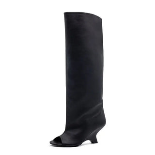Unique and Versatile scrunch High-top Boot peep toe Boot