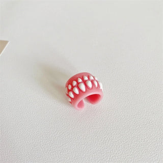 Braces Colorful Acrylic Teeth Rings Geometric Resin Ring Halloween Party Jewelry
