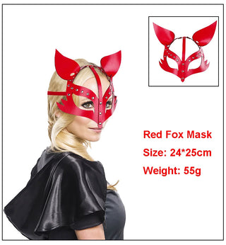Animal Mask Half Face Fox Cosplay Leather Mask Halloween Party Mask Masquerade Ball Punk Mask
