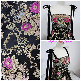 Custom Jacquard Fabric Evening Dresses Spaghetti Strap A-line Evening Gown Vintage Elegant Party Dress  Size Customized