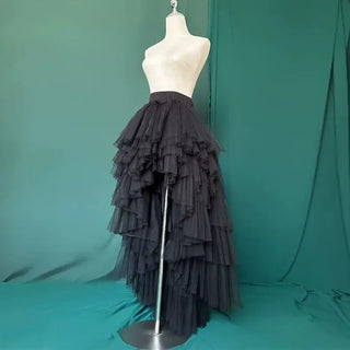 Classic Party Skirt Universal ivory black high low short front long back
