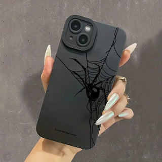 Halloween Black Spider Web Print Matte Case for iPhone 16 13 11 12 14 15 Pro Max Mini XR X XS Max 7 8 15 16 Plus SE 2 Soft Cover