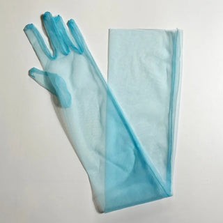 Sheer Ultra Tulle Gloves Mesh Full Finger Elbow Long Gloves Vintage Sunscreen Gloves Wedding Bride Dress Mittens
