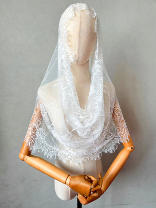 Lace Mantilla Church Veil Latin Mass Muslin Head Covering Black Spanish Christian Veils For Wedding Bride Chapel Catholic Veil