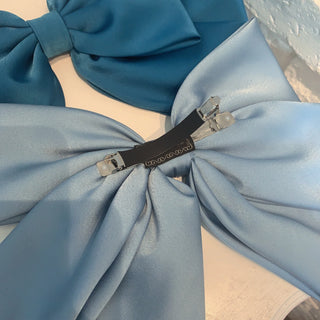 High Quality Bow Hairpin Women Popular Headwear Satin Fixed Hair Clip Large Retro Headdress Ponytail Clip Hair Accessories