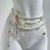 Designer Red blood belt Jewelry Multilayer Pearl waist chain for Women's Fashion Retro Character Playing Body Accessories Party Belts