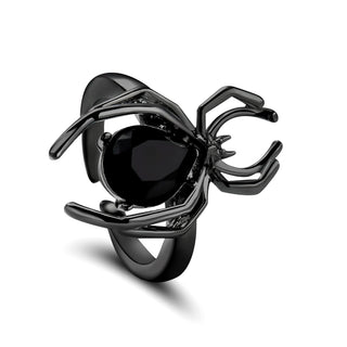 Halloween Exaggerated Spider Rings for Gothic Aesthetic Dark Animal Imitation Pearl Finger Ring Men Party Punk Jewelry
