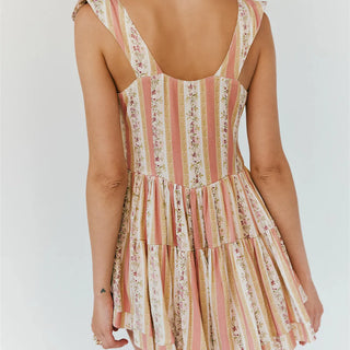 Women Boho Graphic Mini Dress Ruffle Strap A Line Sundress Graffiti Short Babydoll Dress Floral Going Out Dresses