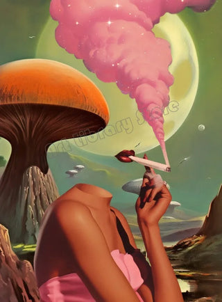 Retro Surrealism Space UFO Trippy Poster Canvas Painting Wall Art Pictures Home Room Decor