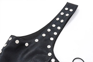 Lace Up leather Sleeveless Crop Festival tank