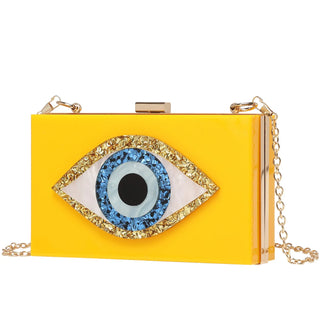 Fashion Acrylic Small Eye Box Hand Bag Luxury Tote Cross body Chain Bag Purse Clutch Bag Women Girl Party Messenger