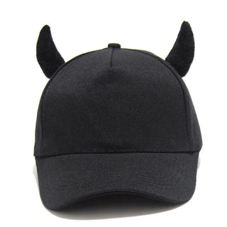 Funny Halloween Novelty Devil Ox Horn Hip-Hop Baseball Cap Cosplay Solid Color Sunscreen Holiday Party Snapback Hat Halloween Gift