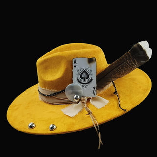 Retro Suede Fedora Hat Feather Accessories Fedora jazz Cap Panama Fashion Party Hats Autumn 2024