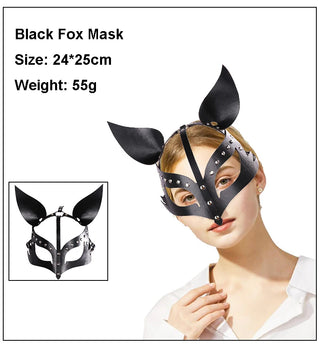 Animal Mask Half Face Fox Cosplay Leather Mask Halloween Party Mask Masquerade Ball Punk Mask