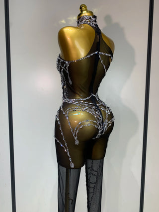 Spider Diamond Mesh Jumpsuit Halloween party Clothing Queen Costume