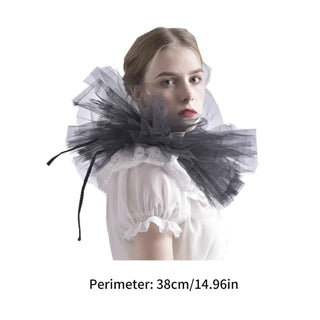 Ruffle Doll Vintage Mesh Neck Ruff Detachable Tulle Ruffle Collar for Renaissance Victorian Halloween Cosplay Costume Collar